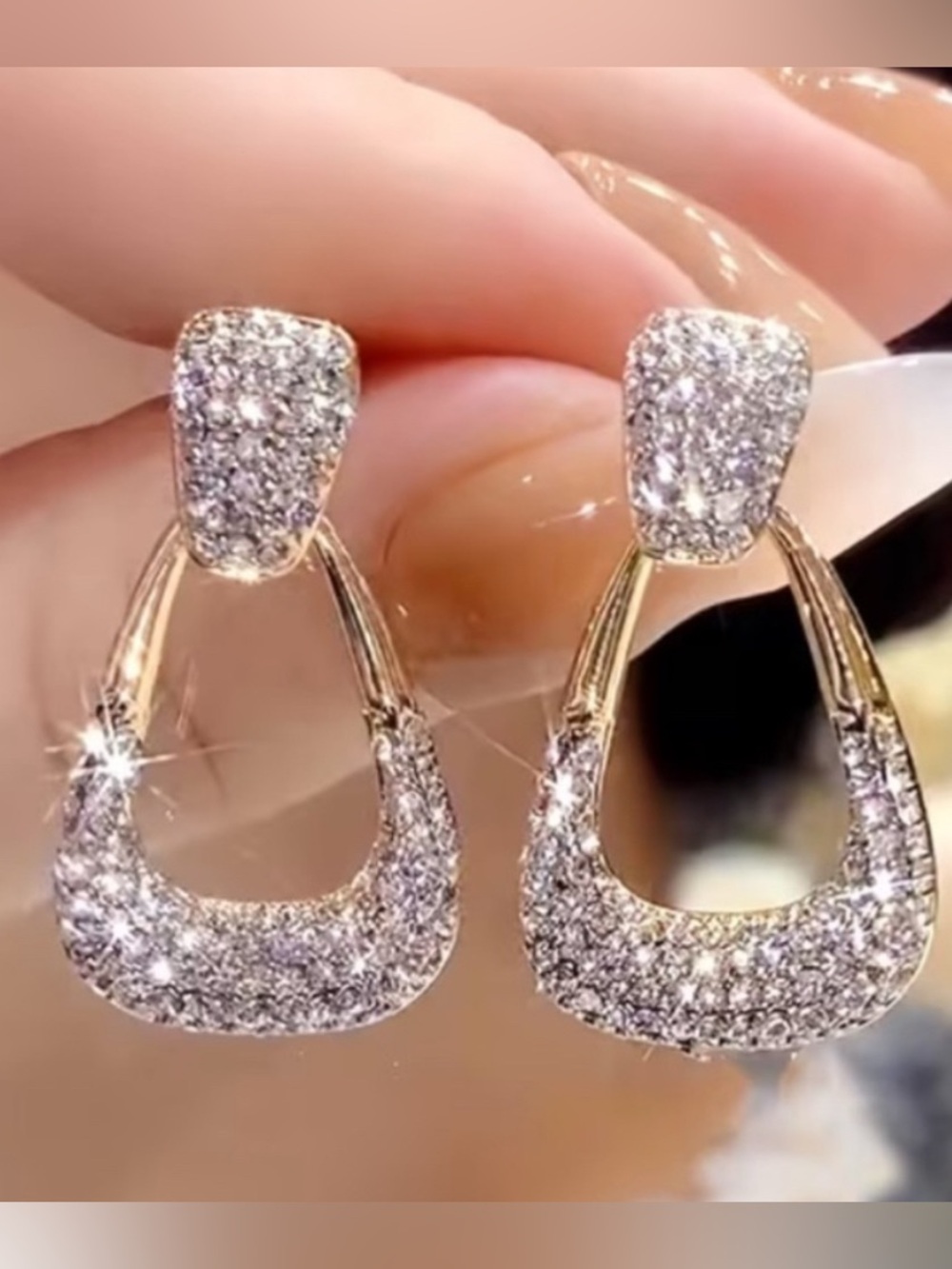Pavé Crystal Drop Earrings in Silver Tone
